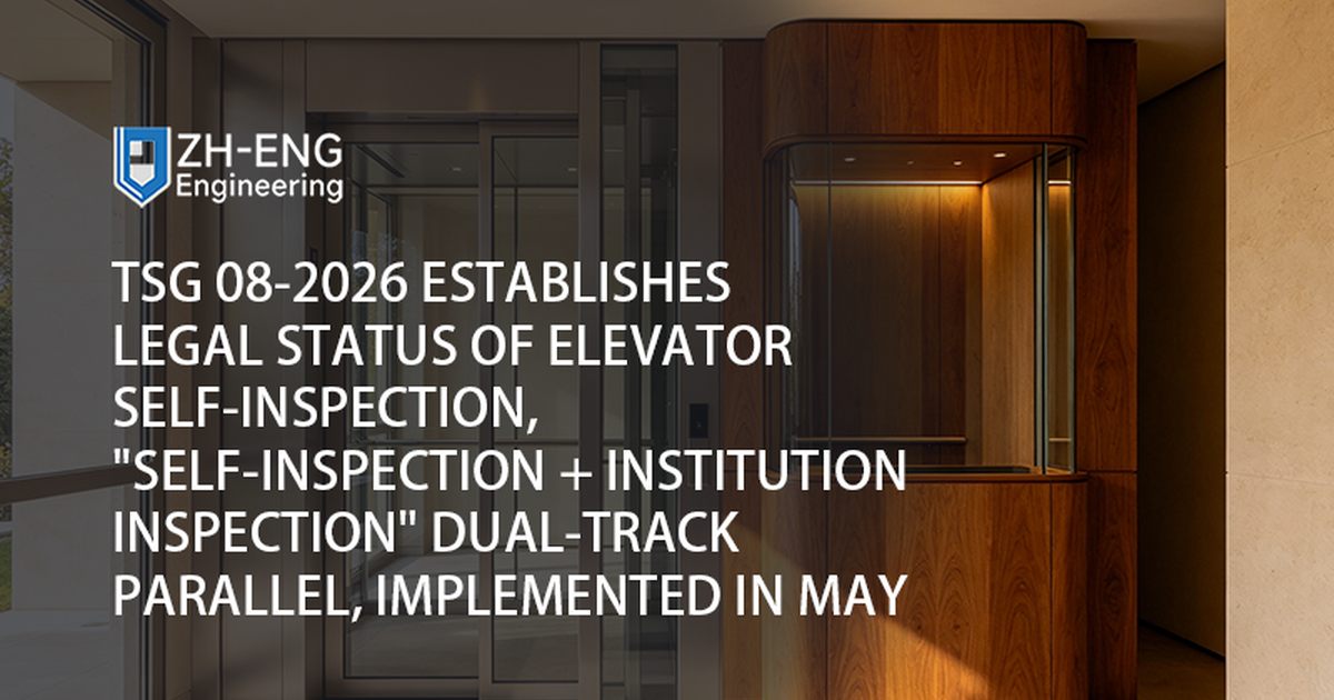 TSG 08-2026 Establishes Legal Status of Elevator Self-inspection, "Self-inspection + Institution Inspection" Dual-track Parallel, Implemented in May
