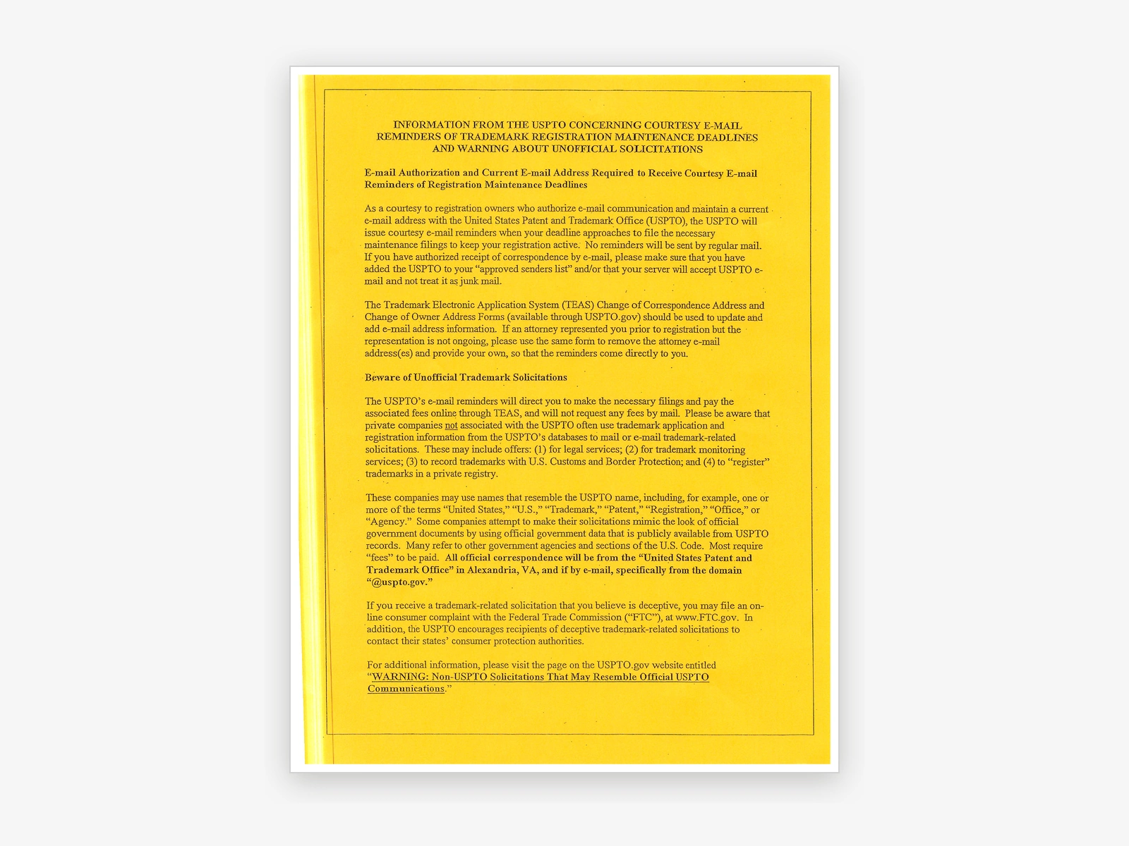 United States Patent Documentation – Page III