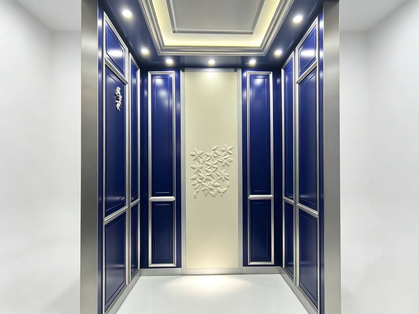 Classic Navy Blue Elevator Cabin
