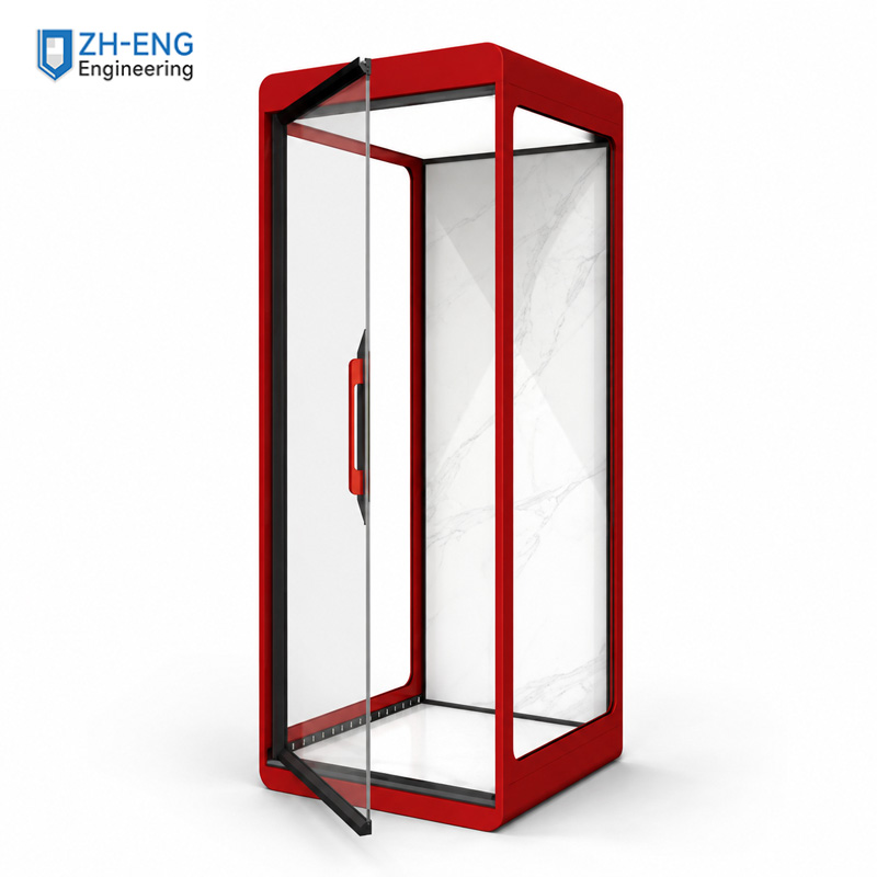 Red‑Frame Manual‑Swing‑Door Home Villa Elevator
