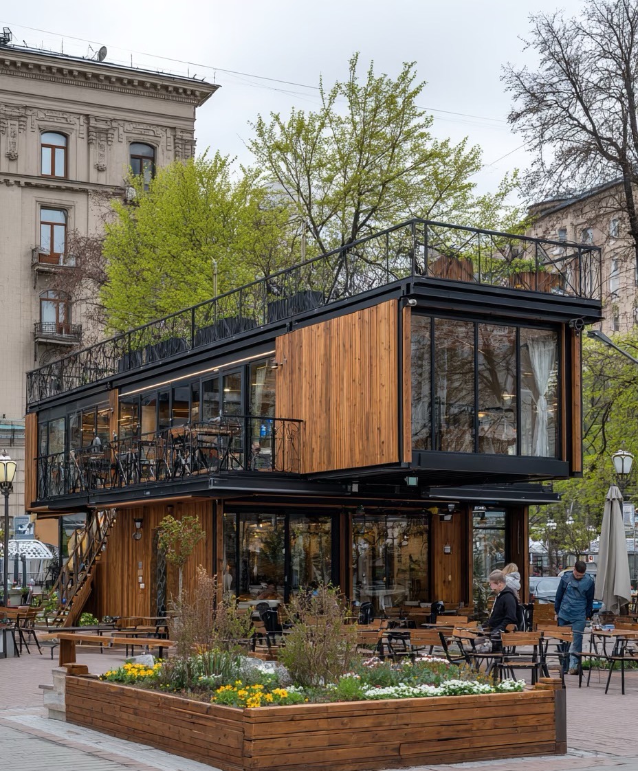 Urban Commercial Mobile House Project: Two-Story Modular Café, Restaurant and Retail Space