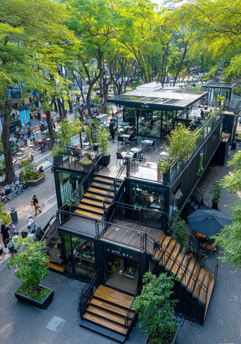 Urban Commercial Mobile House Project: Two-Story Modular Café, Restaurant and Retail Space