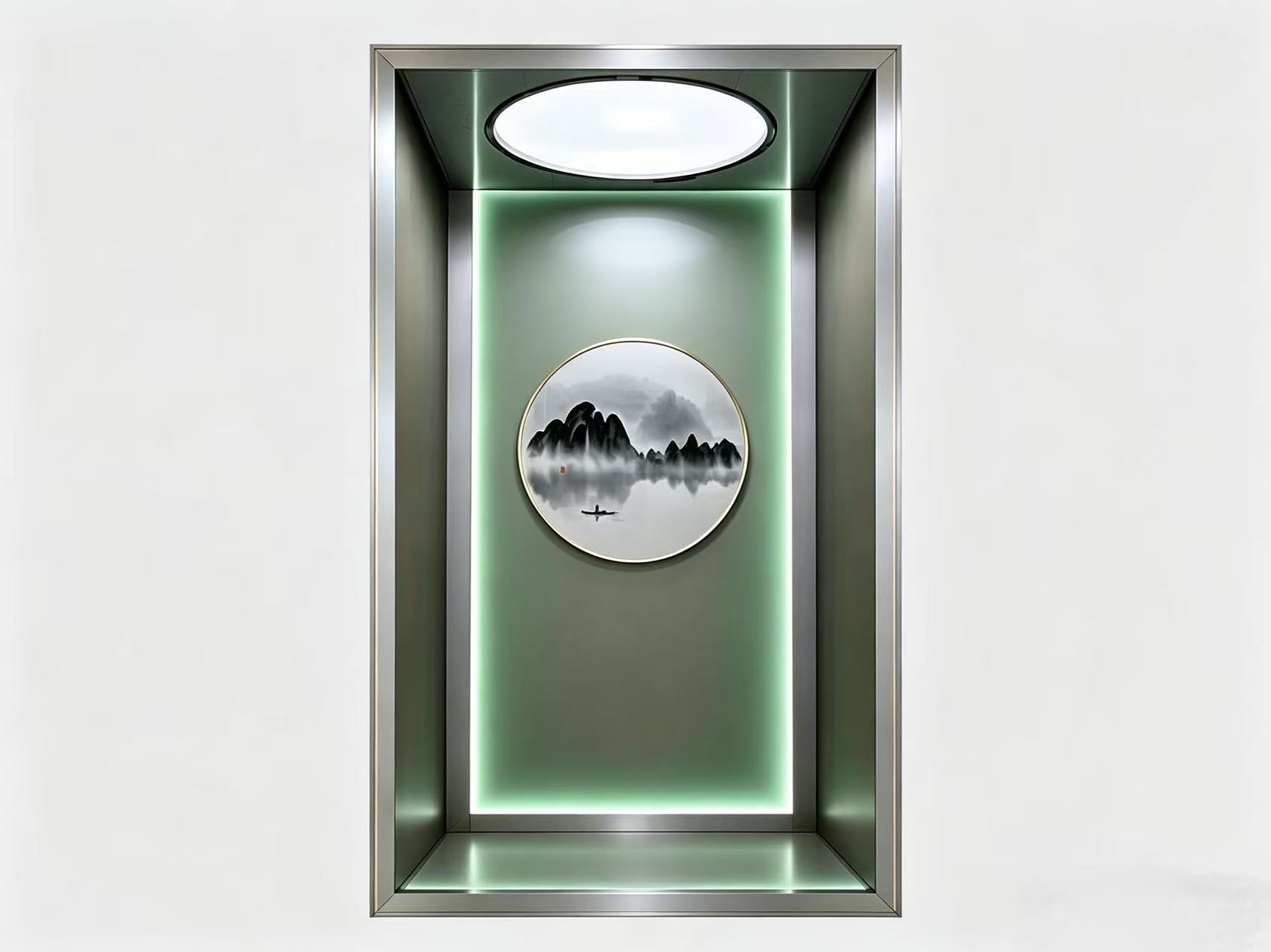 Green Art Panel Elevator Cabin