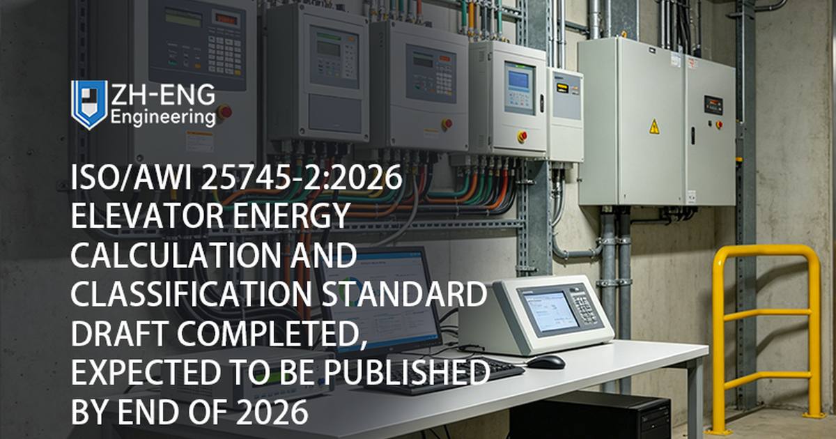 Bozza dello standard ISO/AWI 25745-2:2026 Completata la bozza dello standard per il calcolo e la classificazione dell'energia degli ascensori, che dovrebbe essere pubblicata entro la fine del 2026