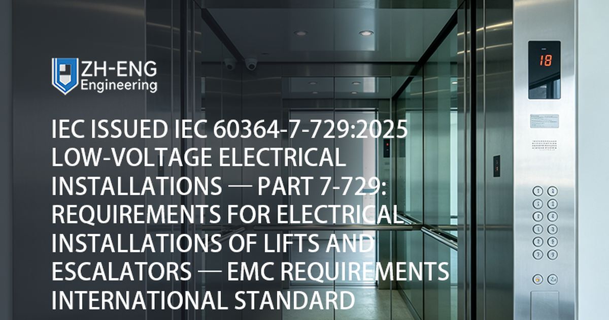 La CEI a publié la norme IEC 60364- 7-729:2025 Installations électriques basse tension — Partie 7-729 : Exigences pour les installations électriques des ascenseurs et des escaliers mécaniques — Exigences CEM (Norme internationale)