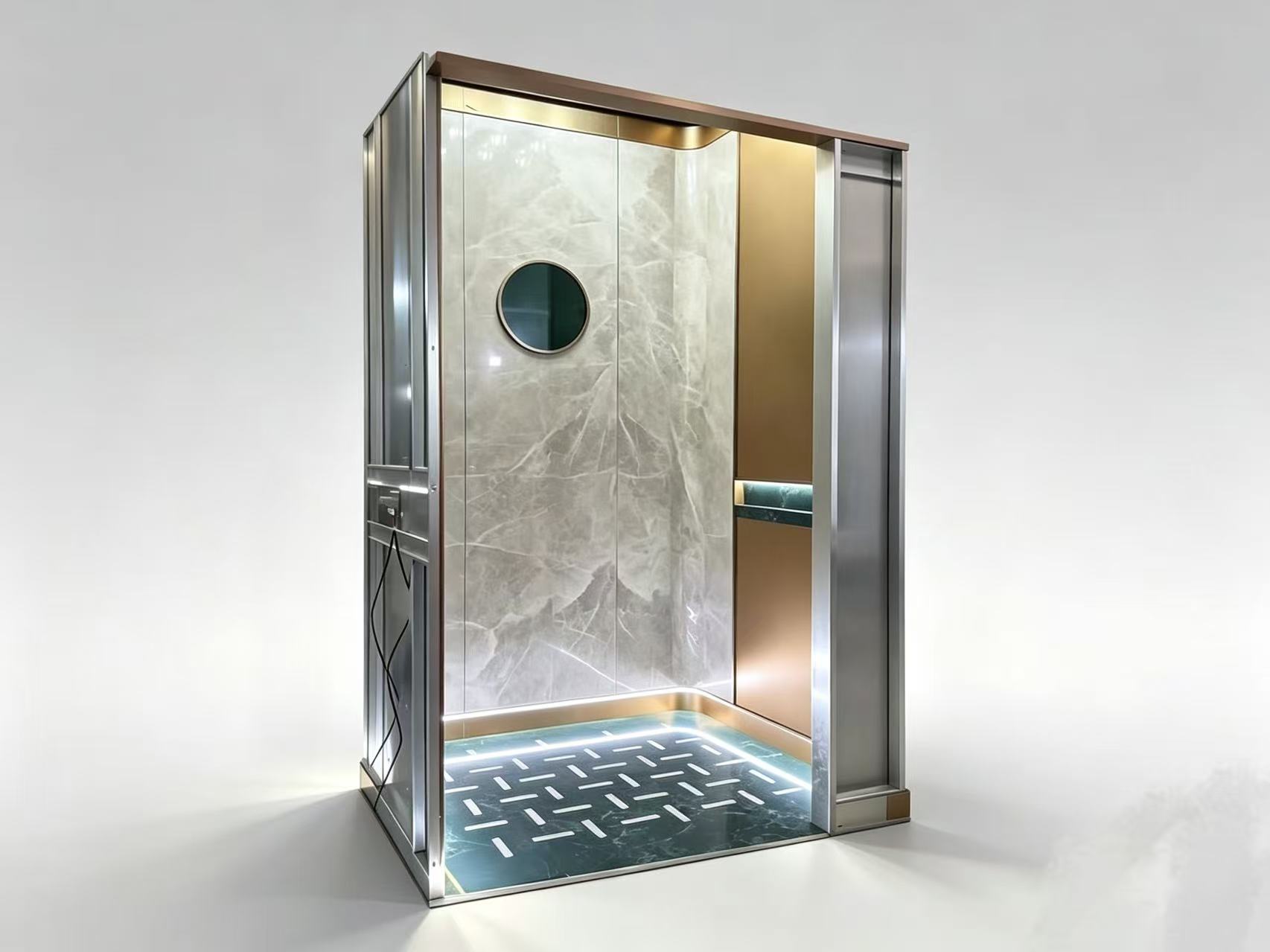 Marble and Bronze Luxury Elevator Cabin