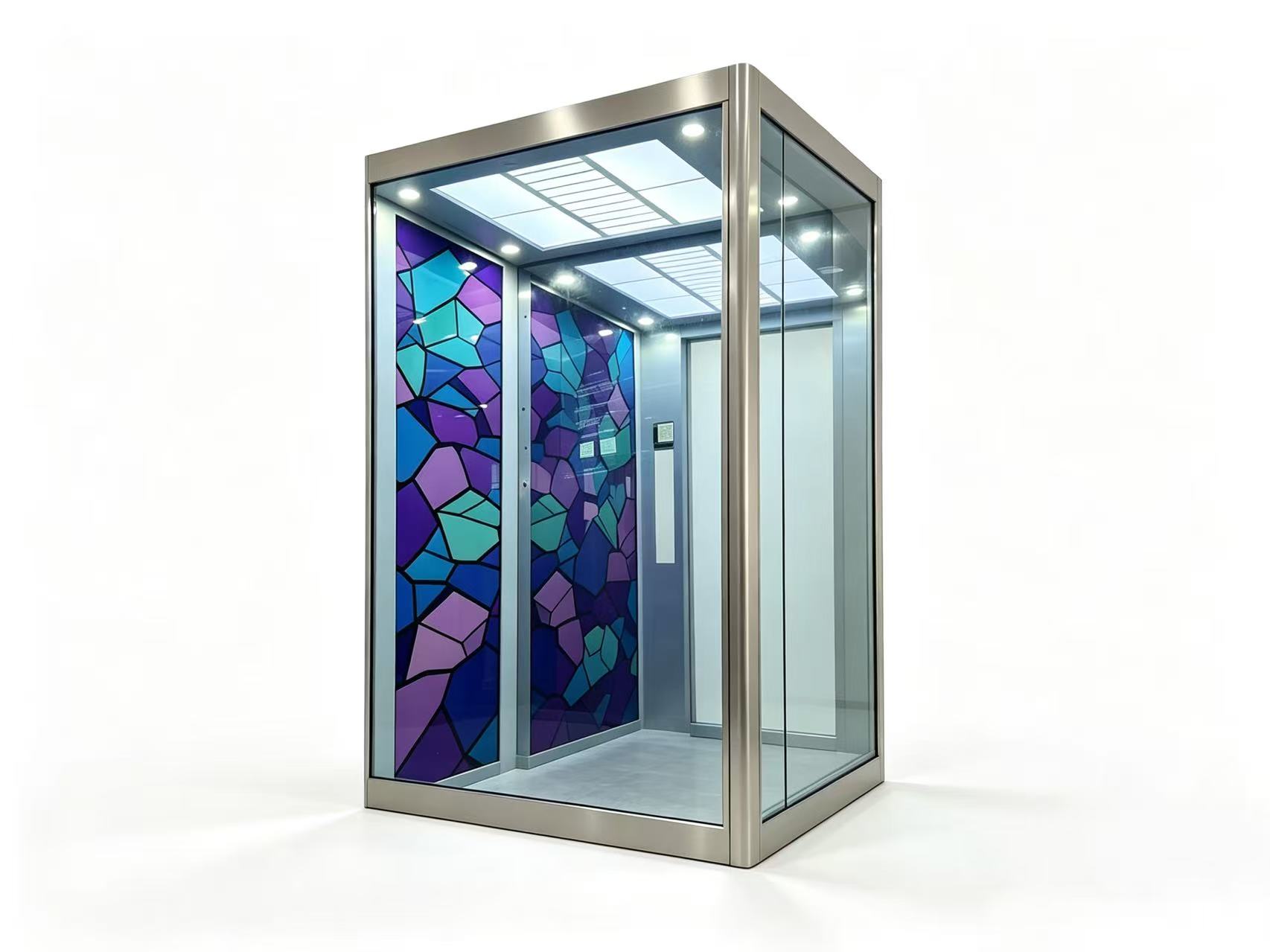 Stained Glass Panoramic Elevator Cabin
