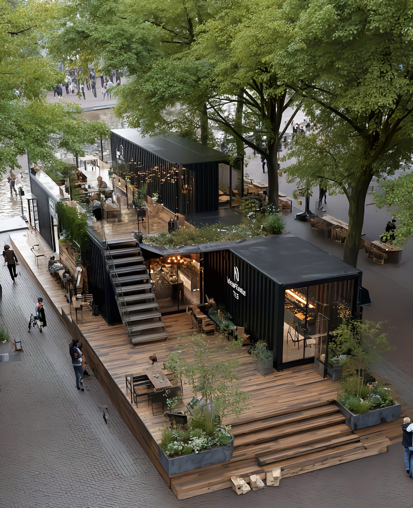 Urban Commercial Mobile House Project: Two-Story Modular Café, Restaurant and Retail Space