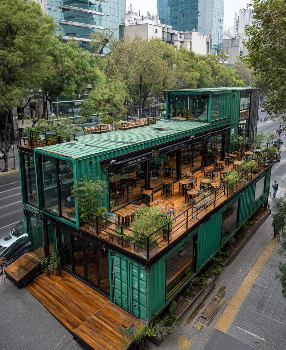 Urban Commercial Mobile House Project: Two-Story Modular Café, Restaurant and Retail Space