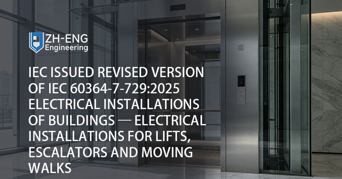 IEC Issued Revised Version of IEC 60364-7-729:2025 Electrical installations of buildings — Electrical installations for lifts, escalators and moving walks