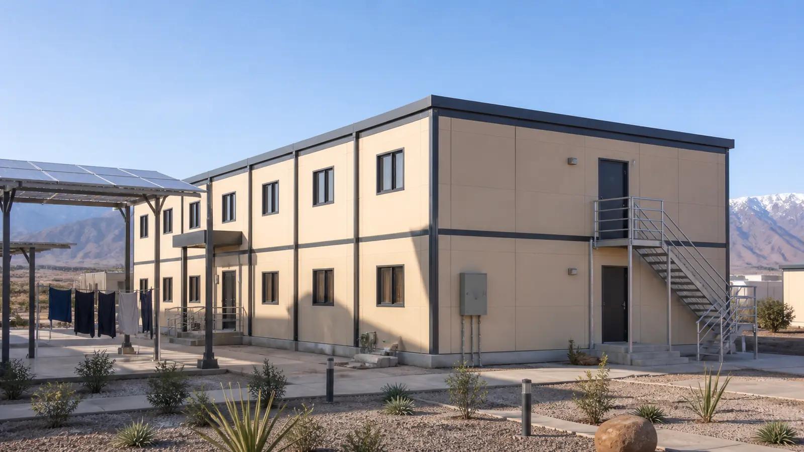 Dormitorio studentesco modulare per un campus di formazione tecnica sulle energie rinnovabili in Marocco