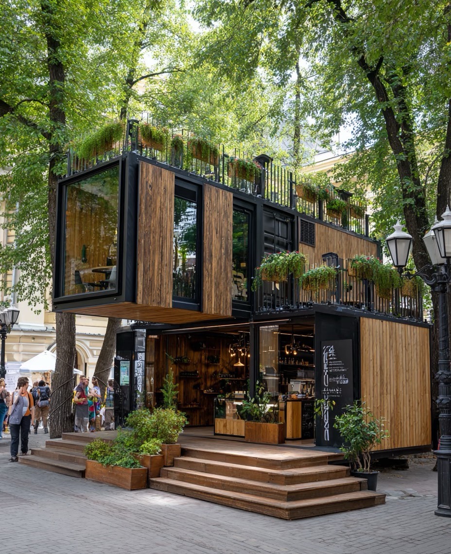 Urban Commercial Mobile House Project: Two-Story Modular Café, Restaurant and Retail Space