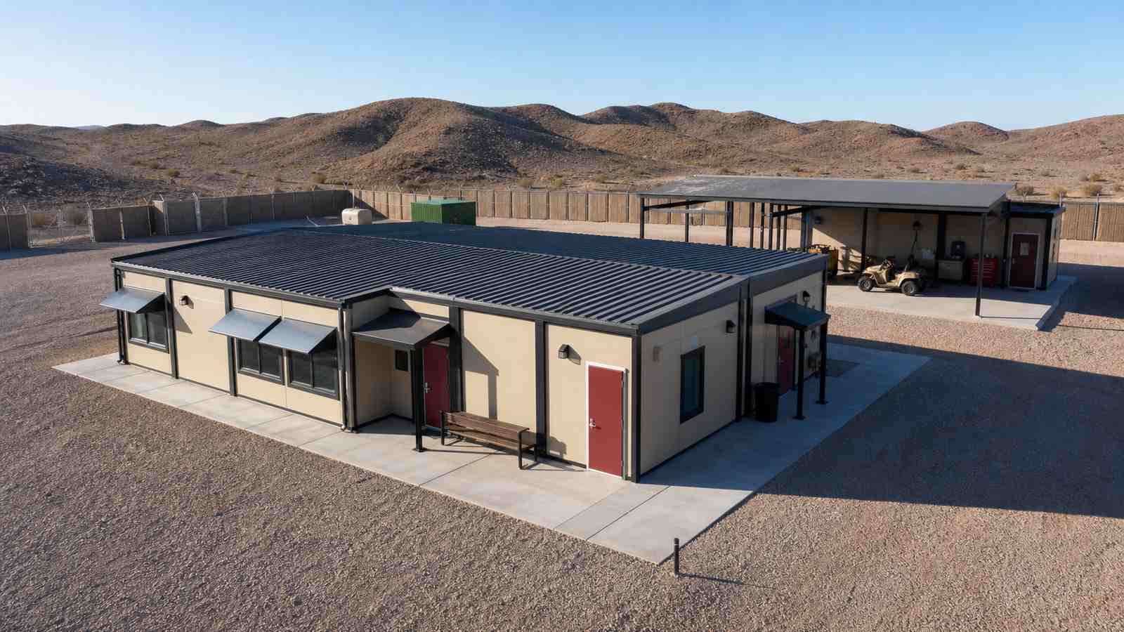 Modular Training Support and Equipment Maintenance Compound for a Desert Site
