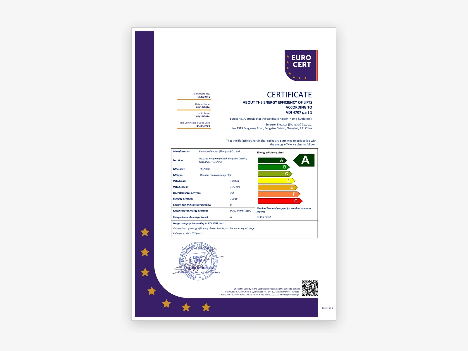 EUROCERT Energy Performance Certificate