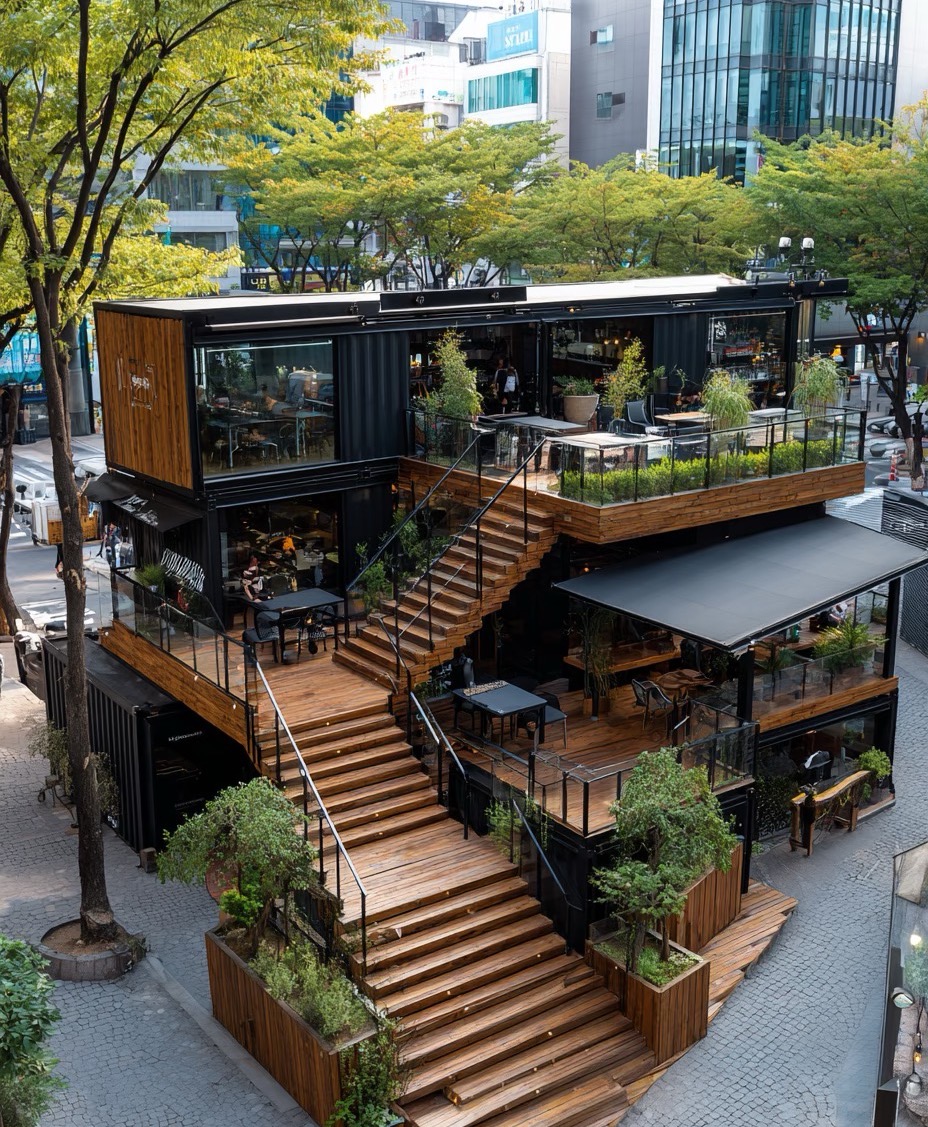 Urban Commercial Mobile House Project: Two-Story Modular Café, Restaurant and Retail Space