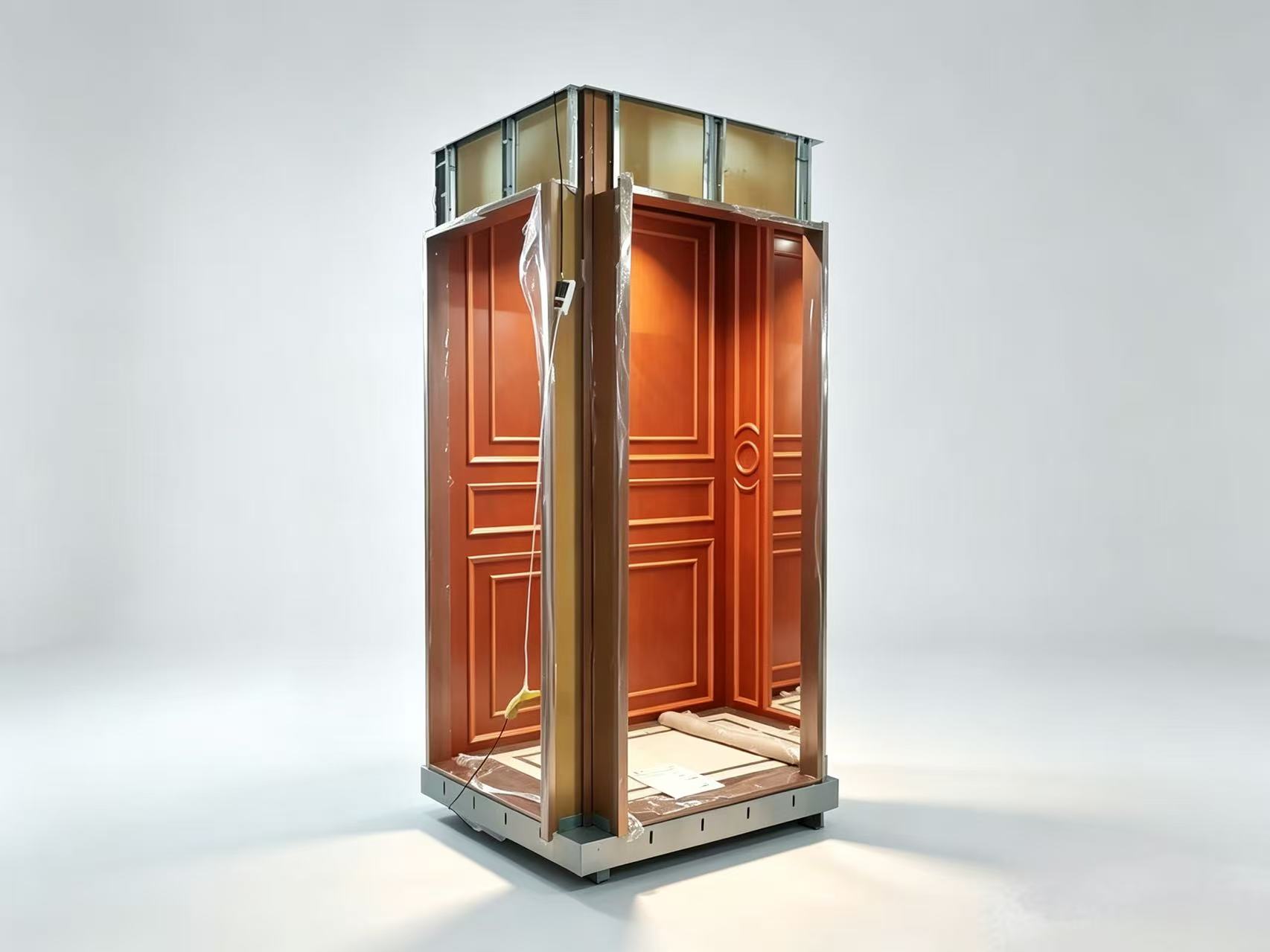 Warm Wood Grain Elevator Cabin