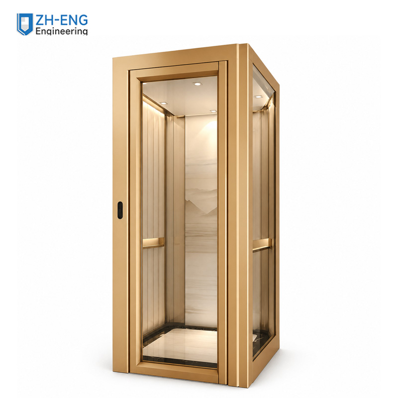 Titanium‑Gold Frame Traction Villa Passenger Elevator
