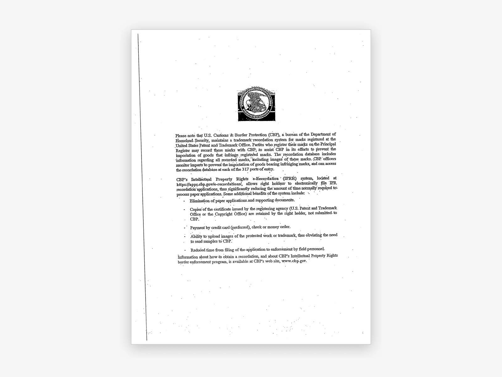 United States Patent Documentation – Page II
