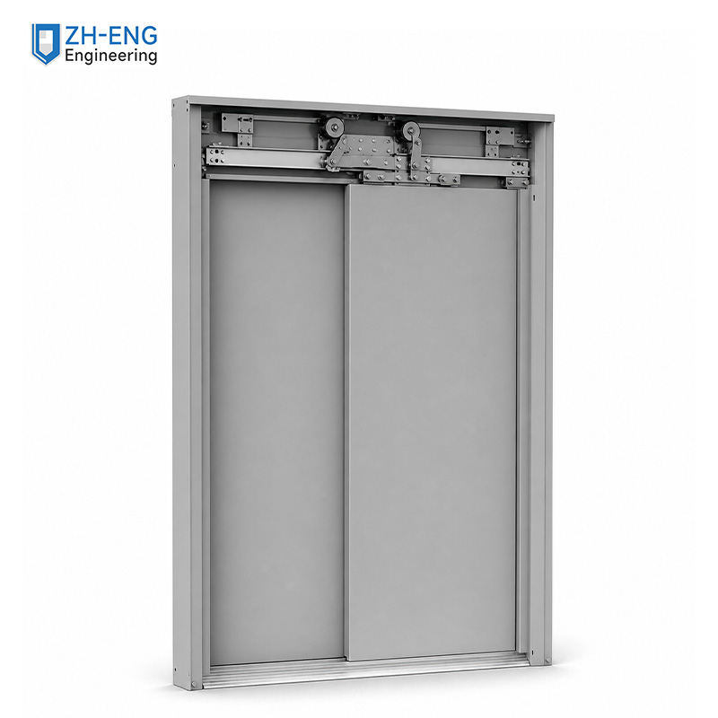 Side-opening double-fold landing door