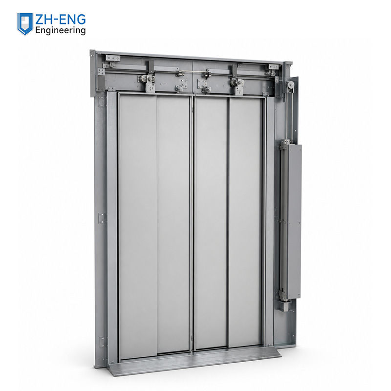 Center-opening double-fold landing door part