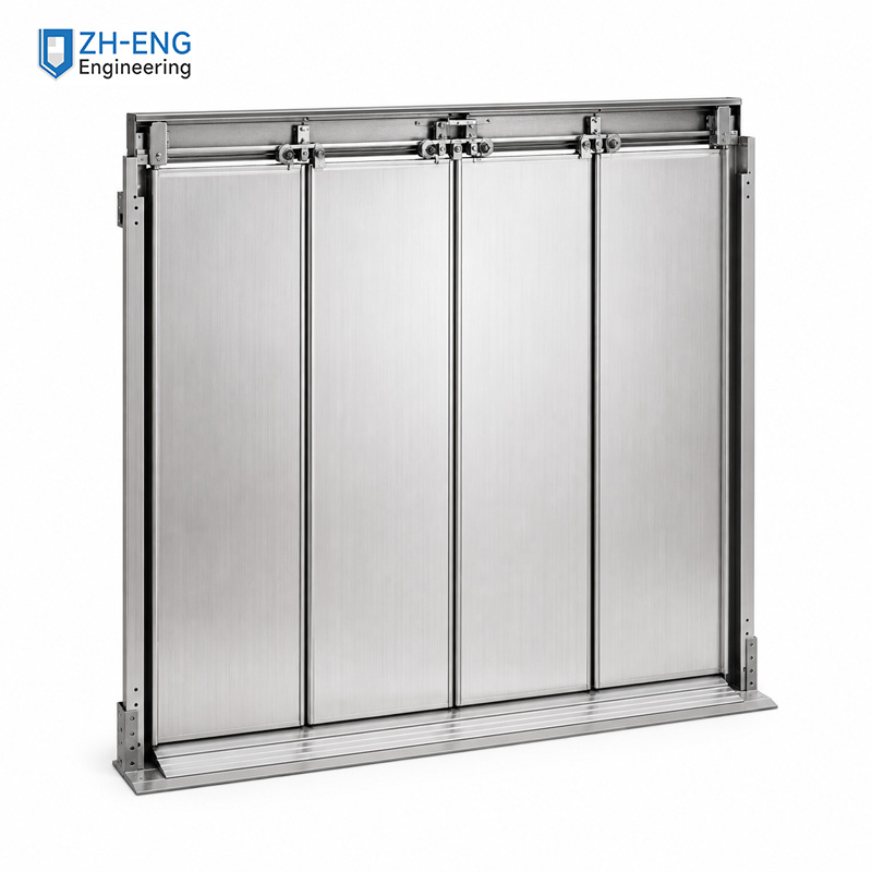 Center split double folding landing door part